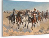 Schilderij op Canvas - 90 x 60 cm - Paarden - Kunst - Frederic Remington - Wanddecoratie - Muurdecoratie - Slaapkamer - Woonkamer