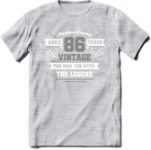 86 Jaar Legend T-Shirt | Zilver - Wit | Grappig Verjaardag en Feest Cadeau | Dames - Heren - Unisex | Kleding Kado | - Licht Grijs - Gemaleerd - XL