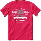 95 Jaar Legend T-Shirt | Zilver - Wit | Grappig Verjaardag en Feest Cadeau | Dames - Heren - Unisex | Kleding Kado | - Roze - L
