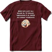 Biertjes lust hij maar al te graag T-Shirt | Grappig Abraham 50 Jaar Verjaardag Kleding Cadeau | Dames – Heren - Burgundy - XXL