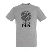 T-Shirt - Casual T-Shirt - Fun T-Shirt - Fun Tekst - Lifestyle T-shirt - Sport - Basketbal - NBA - I'ts in my Dna - Basketbal - Sport Grey - XXL