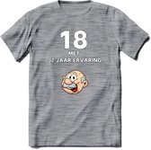18 met 32 jaar ervaring T-Shirt | Grappig Abraham 50 Jaar Verjaardag Kleding Cadeau | Dames – Heren - Donker Grijs - Gemaleerd - L