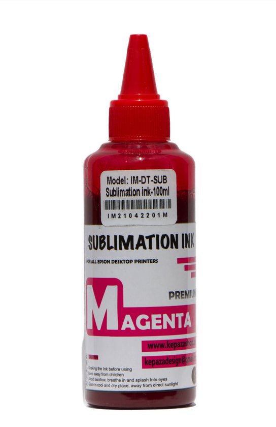 Fles sublimatie-inkt, 100ml, model IM-DT-SUB, kleur Magenta.