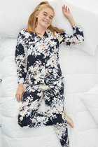 Seamlife Homewear - Dames Pyjama Set - BIO - Lang - Blauw Bloem - (S)