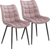 Polaza Home® Eetkamerstoelen set van 2 – Eetkamerstoel – Eetkamerstoelen – Eetkamerstoel Velvet - Roze