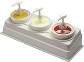 Carlisle Coldmaster® Witte Plastic Crock Organizer Condiment Saus Dispenser Set - 26 12"L x 10 1/2"B x 7"H
