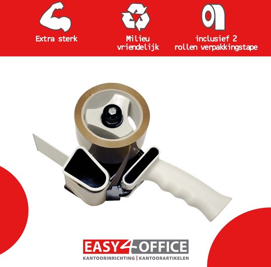 Easy4Office Handdozensluiter voor rollen van 50mmx60m inclusief 2 rollen Tesa verpakkingstape