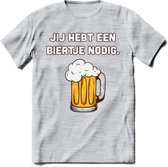 Jij Hebt Een Biertje Nodig T-Shirt | Bier Kleding | Feest | Drank | Grappig Verjaardag Cadeau | - Licht Grijs - Gemaleerd - L