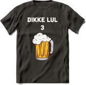 Dikke Lul 3 Bier T-Shirt | Bier Kleding | Feest | Drank | Grappig Verjaardag Cadeau | - Donker Grijs - 3XL