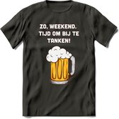 Zo Weekend, Tijd Om Bij Te Tanken T-Shirt | Bier Kleding | Feest | Drank | Grappig Verjaardag Cadeau | - Donker Grijs - 3XL
