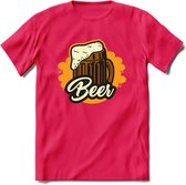 Bierpul T-Shirt | Bier Kleding | Feest | Drank | Grappig Verjaardag Cadeau | - Roze - XL