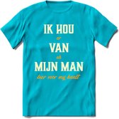 Ik Hou Van Mijn ManT-Shirt | Bier Kleding | Feest | Drank | Grappig Verjaardag Cadeau | - Blauw - L