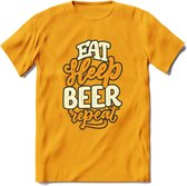 Eat Sleep Beer Repeat T-Shirt | Bier Kleding | Feest | Drank | Grappig Verjaardag Cadeau | - Geel - S