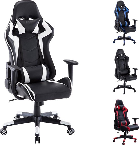 Ocazi Gaming Chair / Office Chair - Ergonomique - Gaming Chair - Gaming Chair - Adultes/ Enfant - Avec oreiller cervical - Wit - Las Vegas