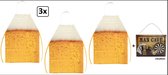 3x Schort Met Bier Patroon + man cave bordje - Tirol Oktoberfest Kostuum Apres ski bierfeest gele rakker - Kledingmaat: One size