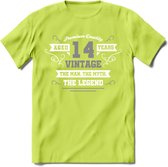 14 Jaar Legend T-Shirt | Zilver - Wit | Grappig Verjaardag en Feest Cadeau | Dames - Heren - Unisex | Kleding Kado | - Groen - M