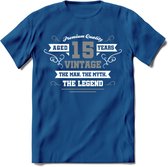 15 Jaar Legend T-Shirt | Zilver - Wit | Grappig Verjaardag en Feest Cadeau | Dames - Heren - Unisex | Kleding Kado | - Donker Blauw - S