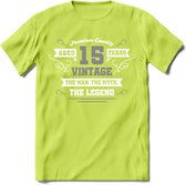 15 Jaar Legend T-Shirt | Zilver - Wit | Grappig Verjaardag en Feest Cadeau | Dames - Heren - Unisex | Kleding Kado | - Groen - XXL