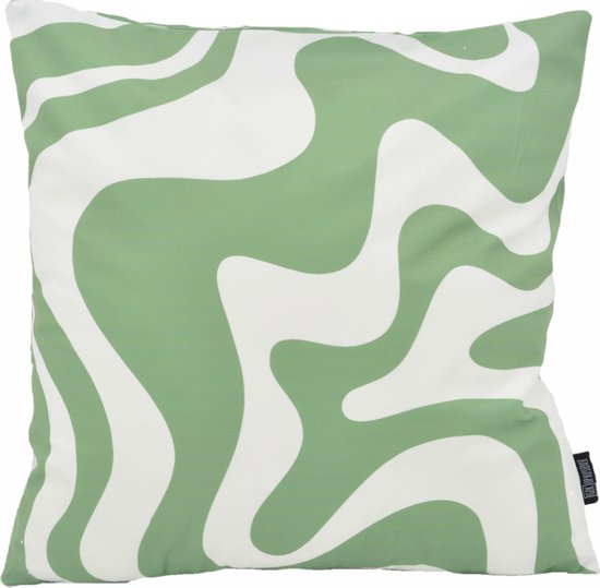 Housse de coussin vert abstrait Swirl | Coton / Polyester | 45 x 45 cm