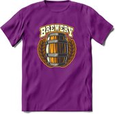 Beer Barrel T-Shirt | Bier Kleding | Feest | Drank | Grappig Verjaardag Cadeau | - Paars - L