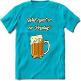 Wat Rijmt Er Op Vrijdag? T-Shirt | Bier Kleding | Feest | Drank | Grappig Verjaardag Cadeau | - Blauw - M