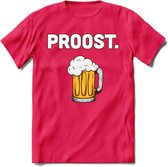 Proost T-Shirt | Bier Kleding | Feest | Drank | Grappig Verjaardag Cadeau | - Roze - XL