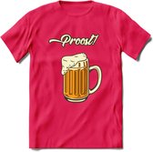 Proost! T-Shirt | Bier Kleding | Feest | Drank | Grappig Verjaardag Cadeau | - Roze - XXL