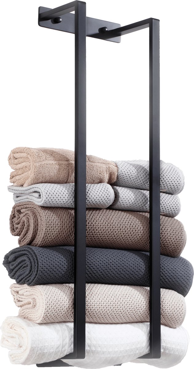 Exul® Luxe Handdoekrek - Zwart - Eenvoudige Installatie - Hangend - Badkamer - Handdoekenrek - Handdoekhouder - 67x20x13cm
