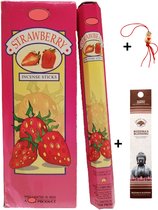 2 Kokers - Wierook - Wierookstokjes - Wierooksticks - Incense sticks - Aardbei - Strawberry - 40 stokjes + 5 mini wierookstokjes + gelukspoppetje