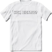 Hey, Biertje? T-Shirt | Bier Kleding | Feest | Drank | Grappig Verjaardag Cadeau | - Wit - XL