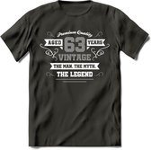 63 Jaar Legend T-Shirt | Zilver - Wit | Grappig Verjaardag en Feest Cadeau | Dames - Heren - Unisex | Kleding Kado | - Donker Grijs - M