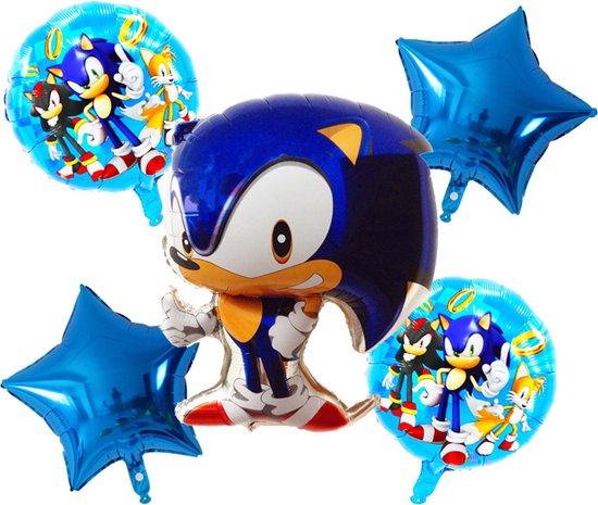 Sonic ballon set - 5 delig - Folie ballon - Helium - Sonic the Hedgehog - Ballonnen - Game Sonic - Versiering - Game