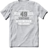 49 Jaar Legend T-Shirt | Zilver - Wit | Grappig Verjaardag en Feest Cadeau | Dames - Heren - Unisex | Kleding Kado | - Licht Grijs - Gemaleerd - XXL