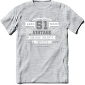 51 Jaar Legend T-Shirt | Zilver - Wit | Grappig Verjaardag en Feest Cadeau | Dames - Heren - Unisex | Kleding Kado | - Licht Grijs - Gemaleerd - XXL