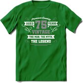75 Jaar Legend T-Shirt | Zilver - Wit | Grappig Verjaardag en Feest Cadeau | Dames - Heren - Unisex | Kleding Kado | - Donker Groen - XL