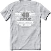 48 Jaar Legend T-Shirt | Zilver - Wit | Grappig Verjaardag en Feest Cadeau | Dames - Heren - Unisex | Kleding Kado | - Licht Grijs - Gemaleerd - L
