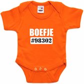 Boefje nummer 98302 tekst baby rompertje oranje jongens en meisjes - Kraamcadeau - Carnaval/ verkleed babykleding 80