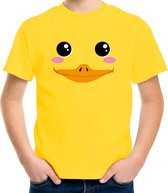 Eend / badeendje gezicht verkleed t-shirt geel voor kinderen - fun shirt / kleding / kostuum XL (158-164)