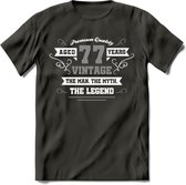 77 Jaar Legend T-Shirt | Zilver - Wit | Grappig Verjaardag en Feest Cadeau | Dames - Heren - Unisex | Kleding Kado | - Donker Grijs - XXL