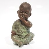 Geert Kunen / Skulptuur / Beeld / Baby - bruin / groen - 7 x 7 x 13 cm hoog.