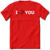 I Love You - Valentijn T-Shirt | Grappig Valentijnsdag Cadeautje voor Hem en Haar | Dames - Heren - Unisex | Kleding Cadeau | - Rood - 3XL