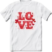 Love - Valentijn T-Shirt | Grappig Valentijnsdag Cadeautje voor Hem en Haar | Dames - Heren - Unisex | Kleding Cadeau | - Wit - 3XL