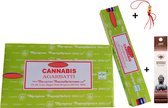 2 pakjes met 15 gram - Wierook - Wierookstokjes - Incense sticks - Cannabis + 5 Mini Wierookstokjes + Gelukspoppetje