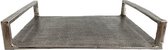 Dienblad  - robuuste pewter dienblad  - 40 x 40 cm - met handvatten