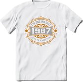 1987 The One And Only T-Shirt | Goud - Zilver | Grappig Verjaardag  En  Feest Cadeau | Dames - Heren | - Wit - XXL