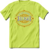 1971 The One And Only T-Shirt | Goud - Zilver | Grappig Verjaardag  En  Feest Cadeau | Dames - Heren | - Groen - L