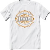 1989 The One And Only T-Shirt | Goud - Zilver | Grappig Verjaardag  En  Feest Cadeau | Dames - Heren | - Wit - S