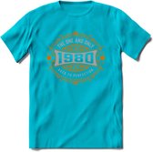 1980 The One And Only T-Shirt | Goud - Zilver | Grappig Verjaardag  En  Feest Cadeau | Dames - Heren | - Blauw - M