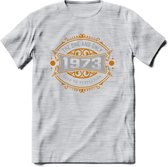 1973 The One And Only T-Shirt | Goud - Zilver | Grappig Verjaardag  En  Feest Cadeau | Dames - Heren | - Licht Grijs - Gemaleerd - L