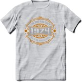 1974 The One And Only T-Shirt | Goud - Zilver | Grappig Verjaardag  En  Feest Cadeau | Dames - Heren | - Licht Grijs - Gemaleerd - XL